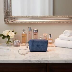 Dior Denim Blue Cosmetic Case / Wristlet